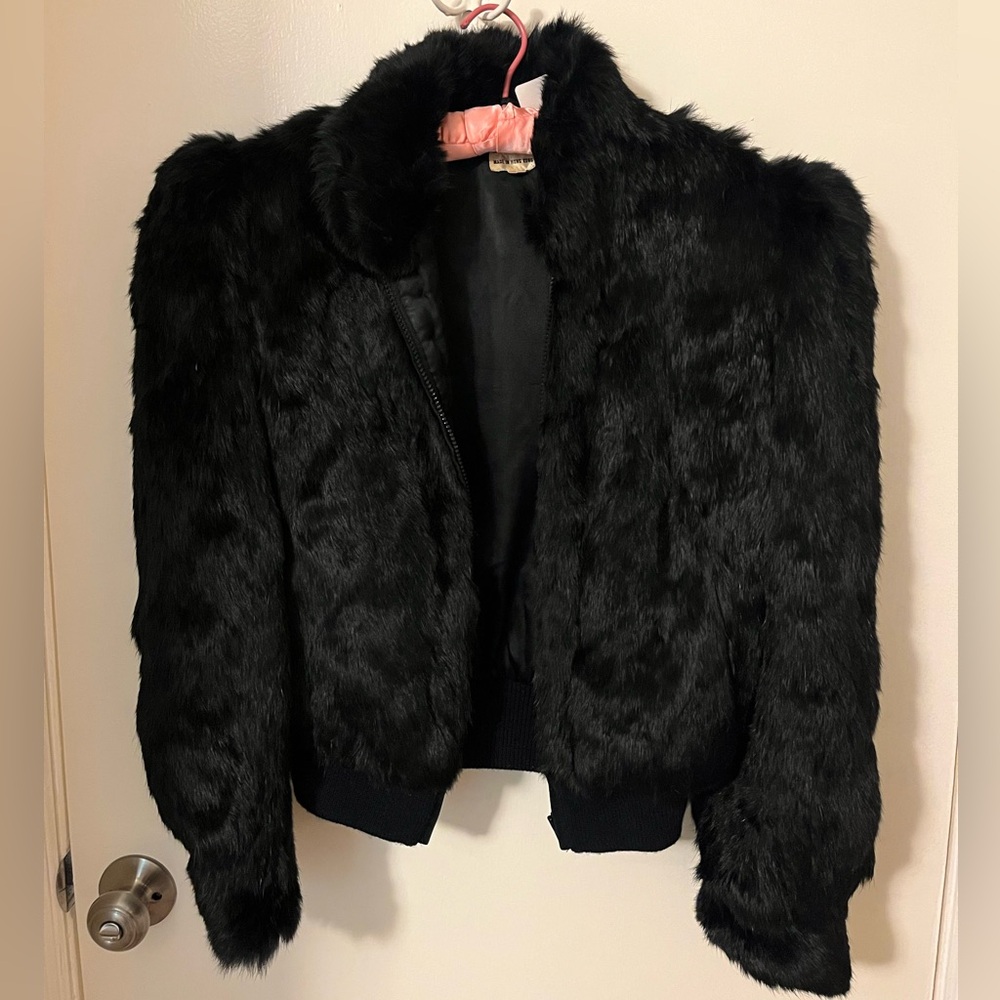 Vintage Black Real Fur Coat